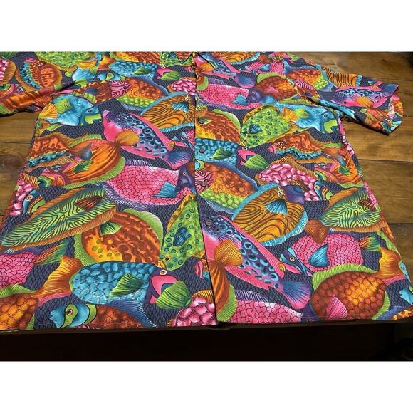 Reyn Spooner Shirt Mens 2XL Fish Vibrant Hawaiian Rayon Short Sleeve - Picture 2 of 13